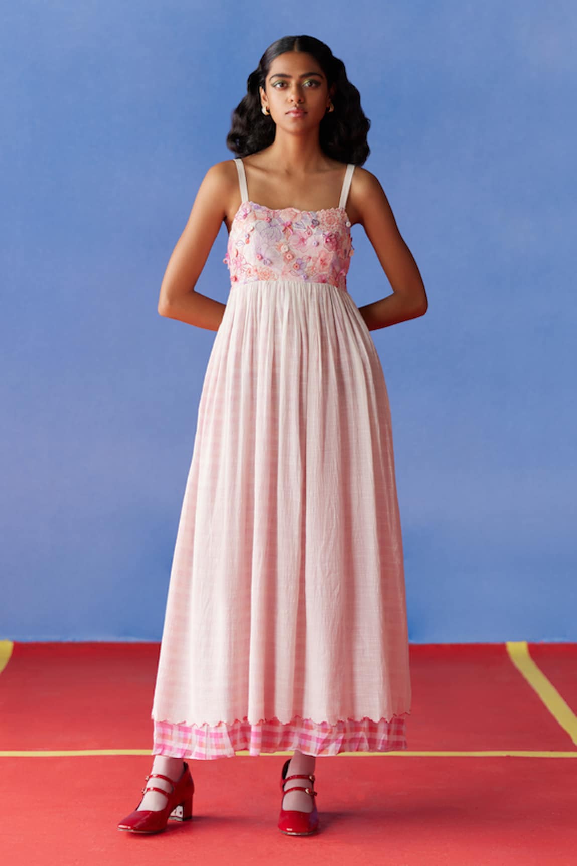 Uri by Mrunalini Rao Sorbet Petunia Embroidered Maxi Dress