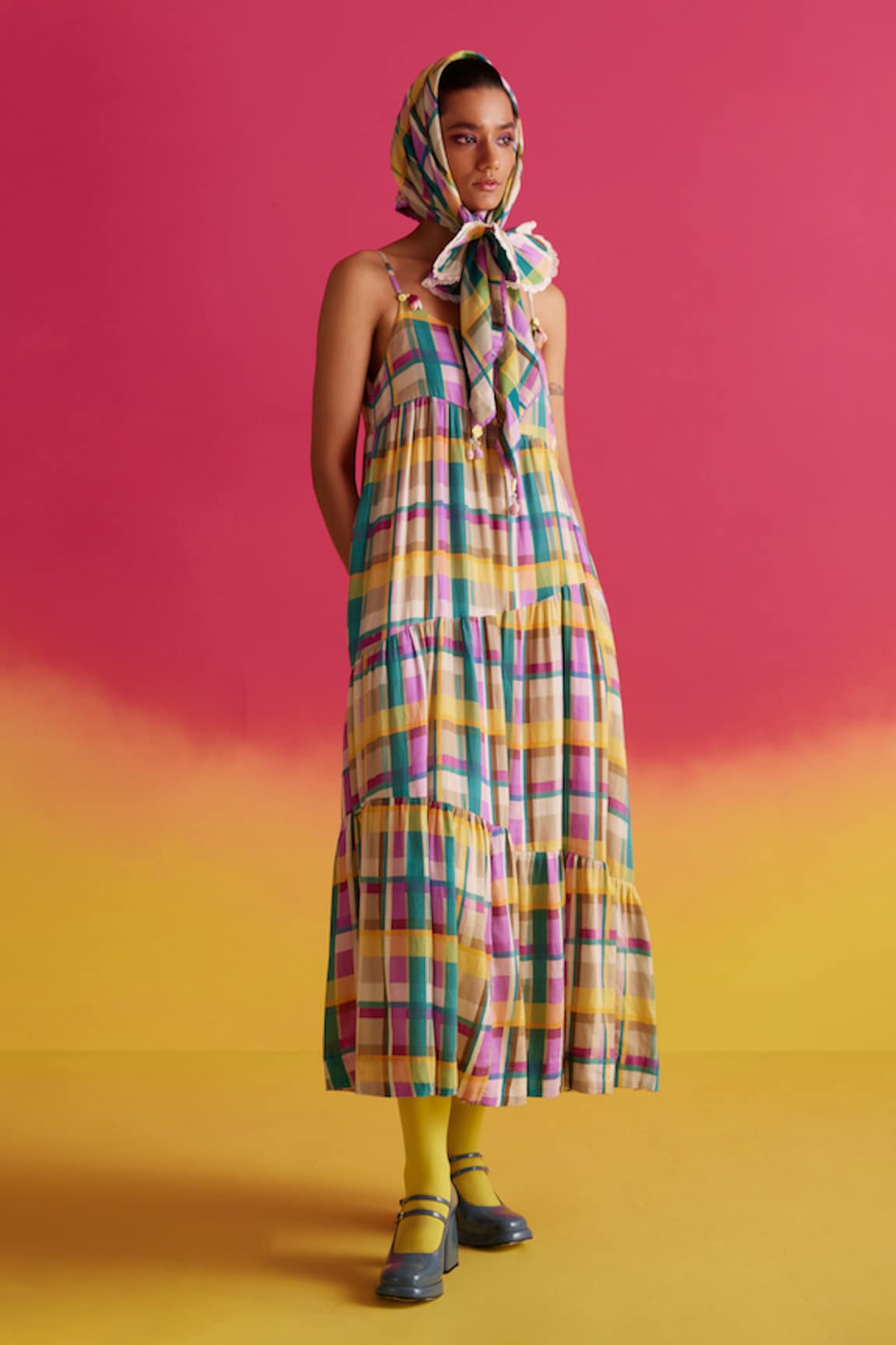 Uri by Mrunalini Rao Azalea Dupplin Checkered Tiered Maxi Dress