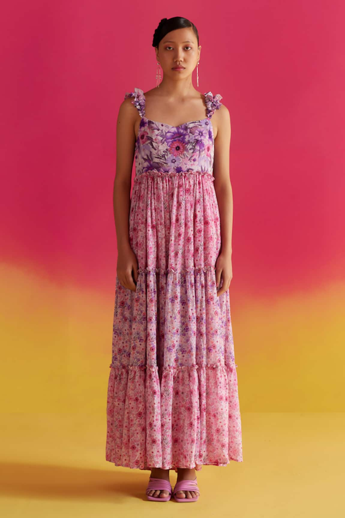 Uri by Mrunalini Rao Syringa Tiered Midi Dress