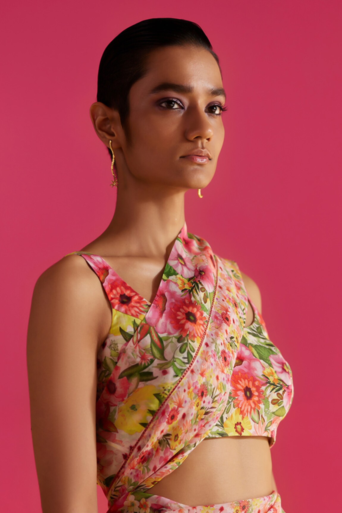 Uri by Mrunalini Rao Gardenia Floral Sleeveless Saree Blouse