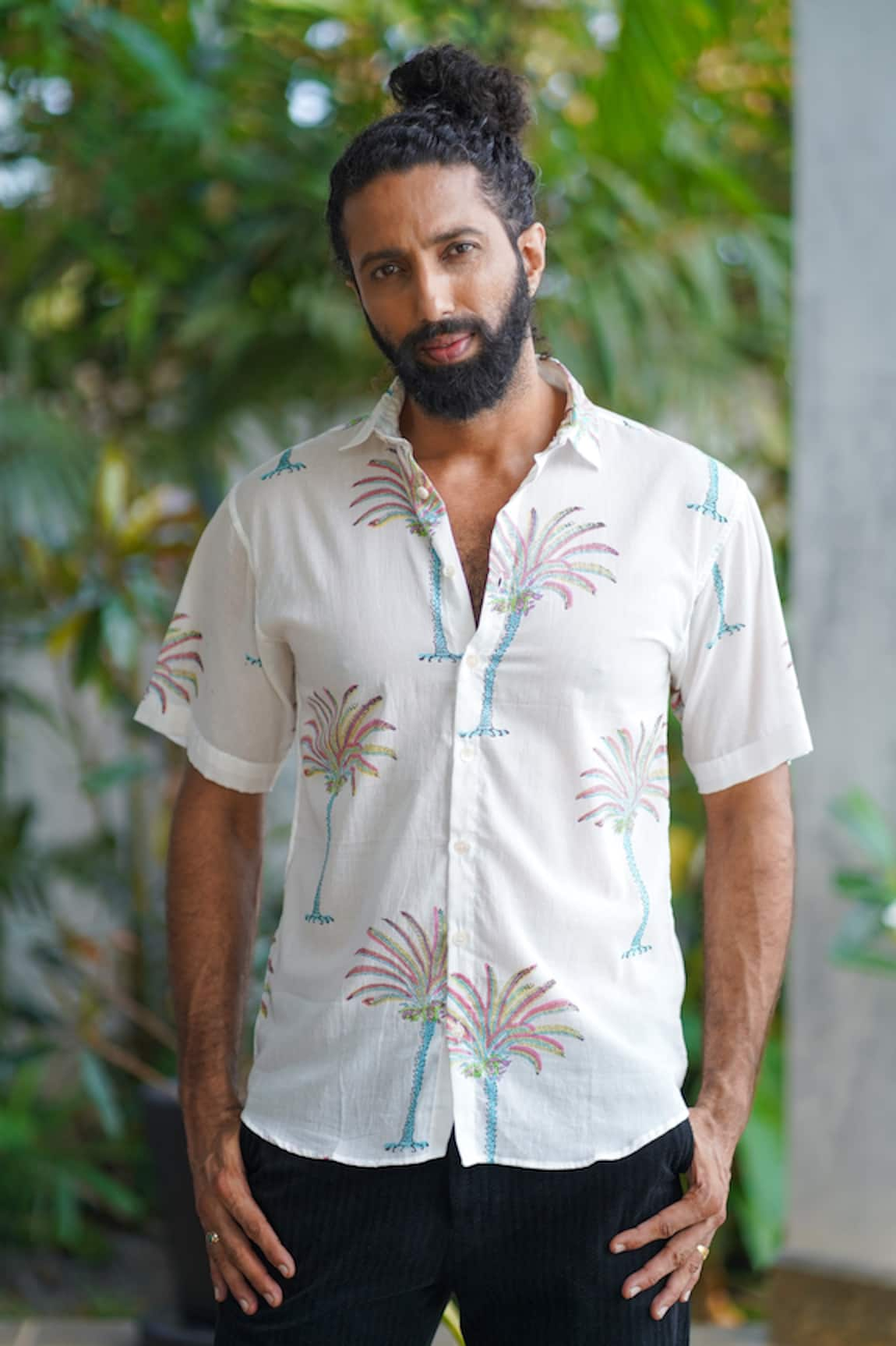 ALIAUM Tropical Palm Print Shirt