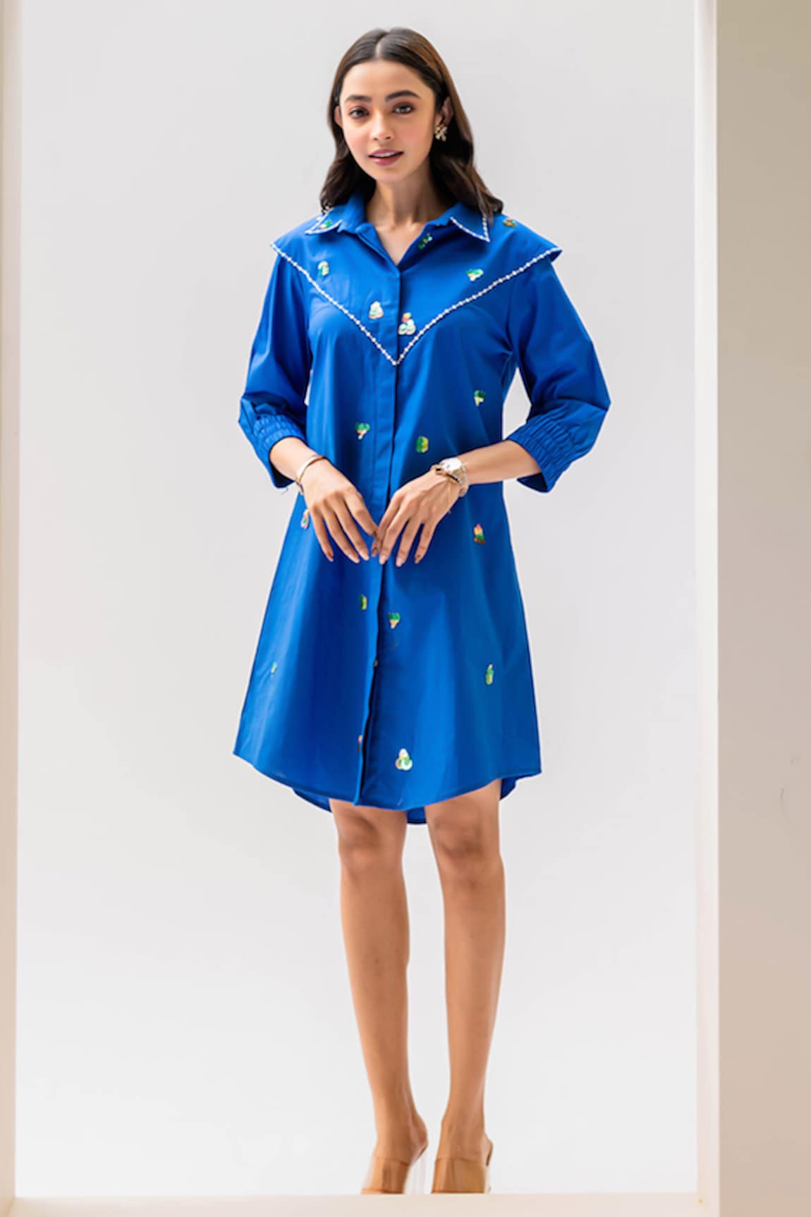 House of Dreams Sequin Embellished Shirt Dress