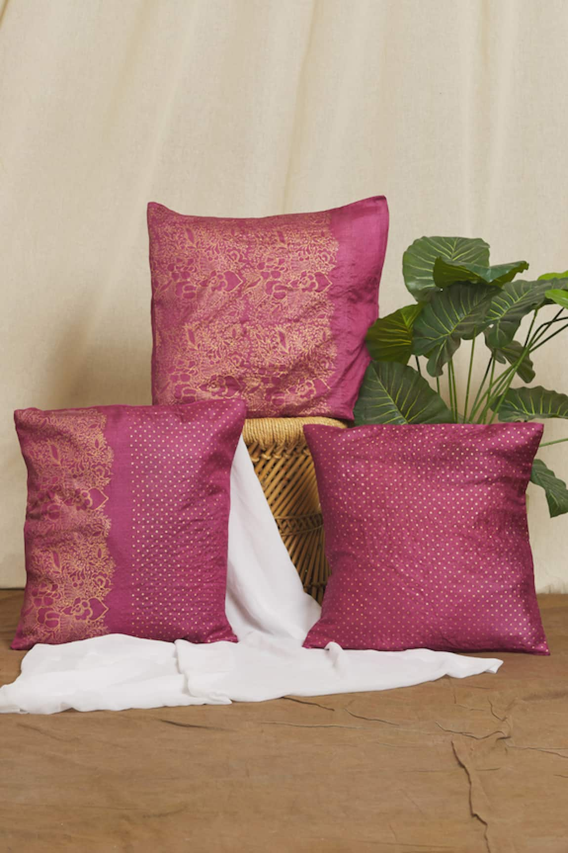 Inheritance India Jaal Print Cushion Covers 3 Pcs Set