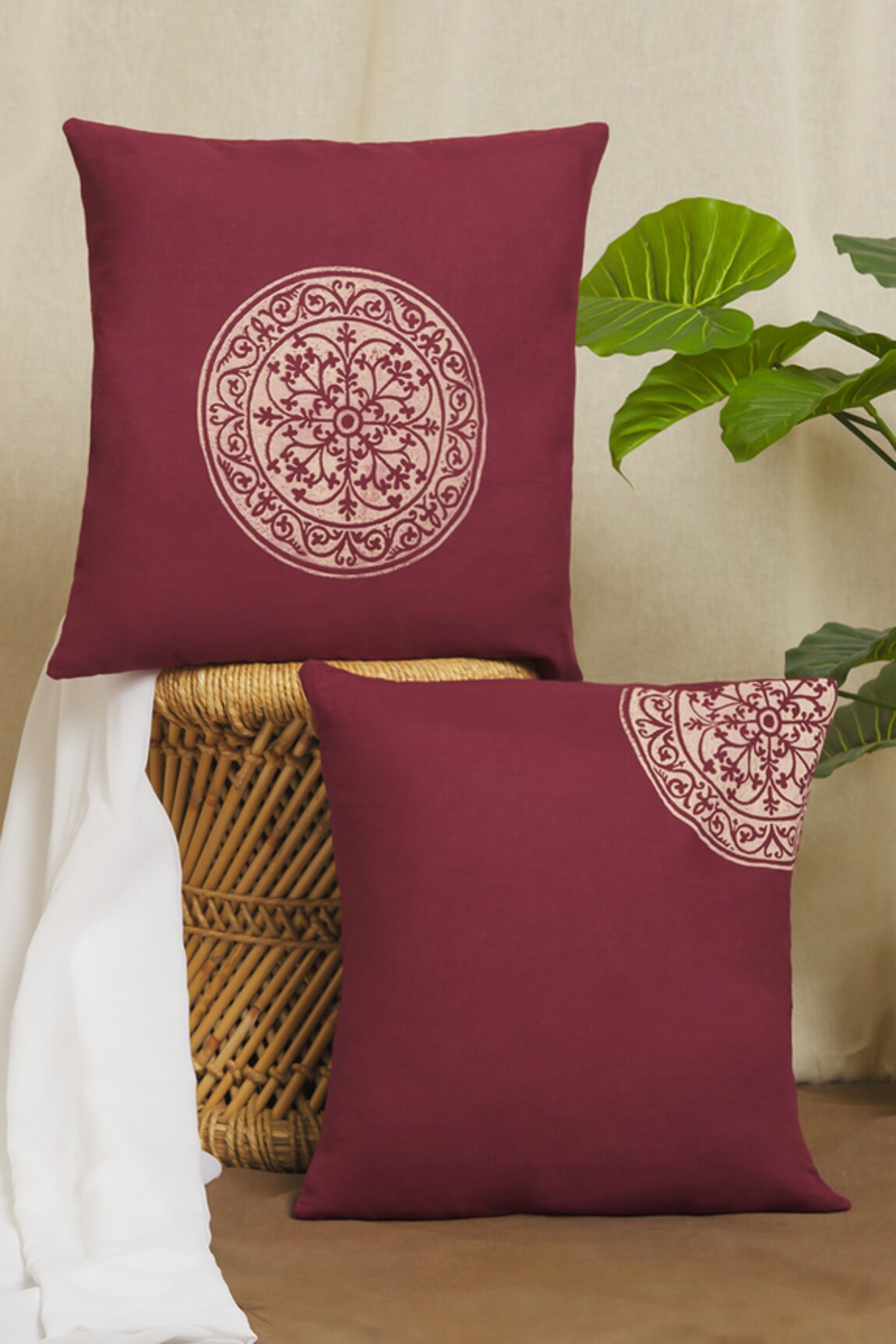 Inheritance India Rangoli Print Cotton Cushion Covers 2 Pcs Set