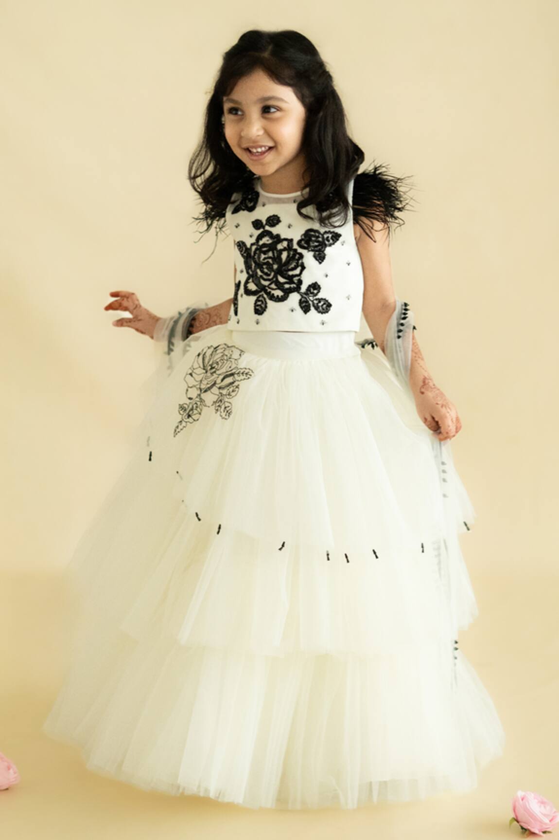 Ruchika Lath Label Midnight Rosa Embroidered Lehenga Blouse Set