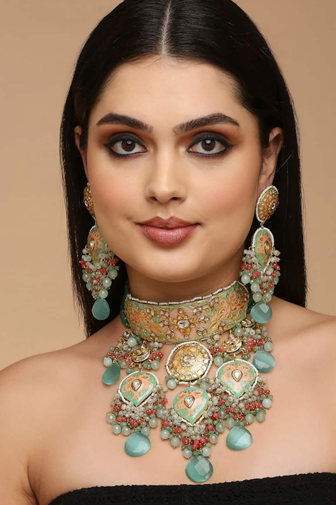 TAD Accessories Kundan Embellished Choker Necklace Set