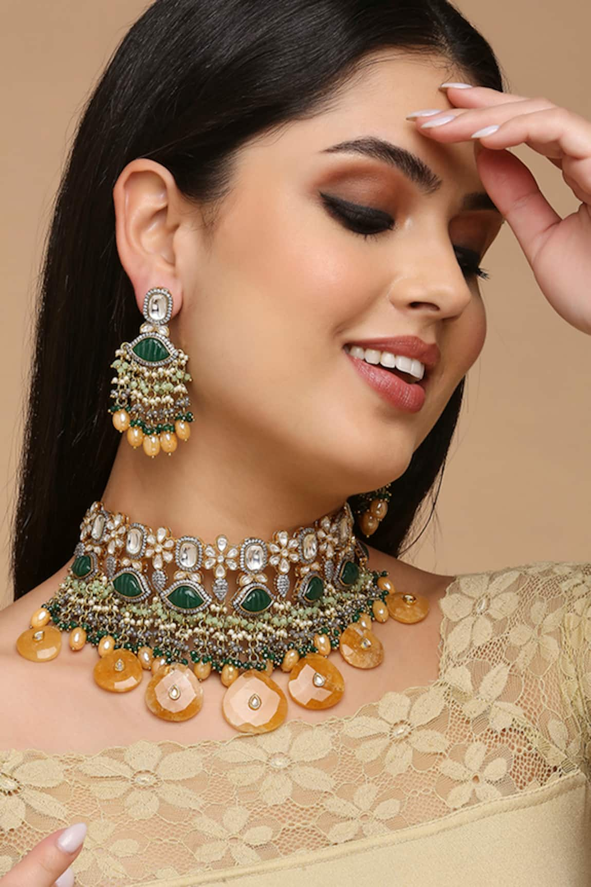 TAD Accessories Floral Cutwork Embellished Necklace Set