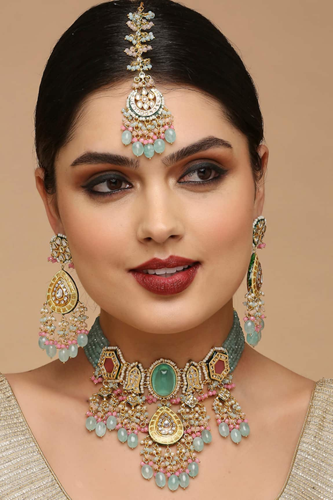 TAD Accessories Geometric Cutwork & Stone Embellished Jewellery Set