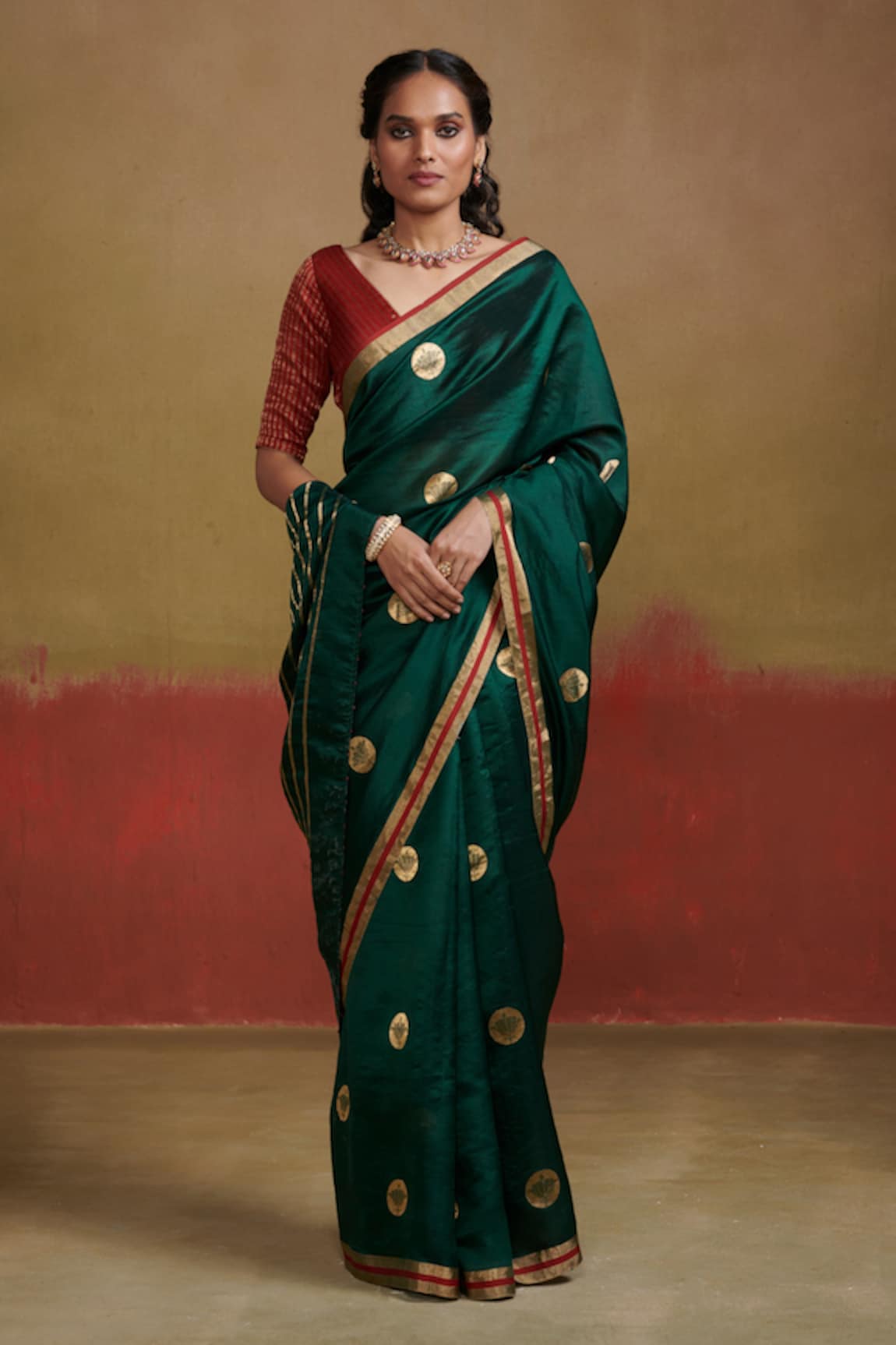 Dressfolk Sunheri Handloom Silk Zari Work Saree