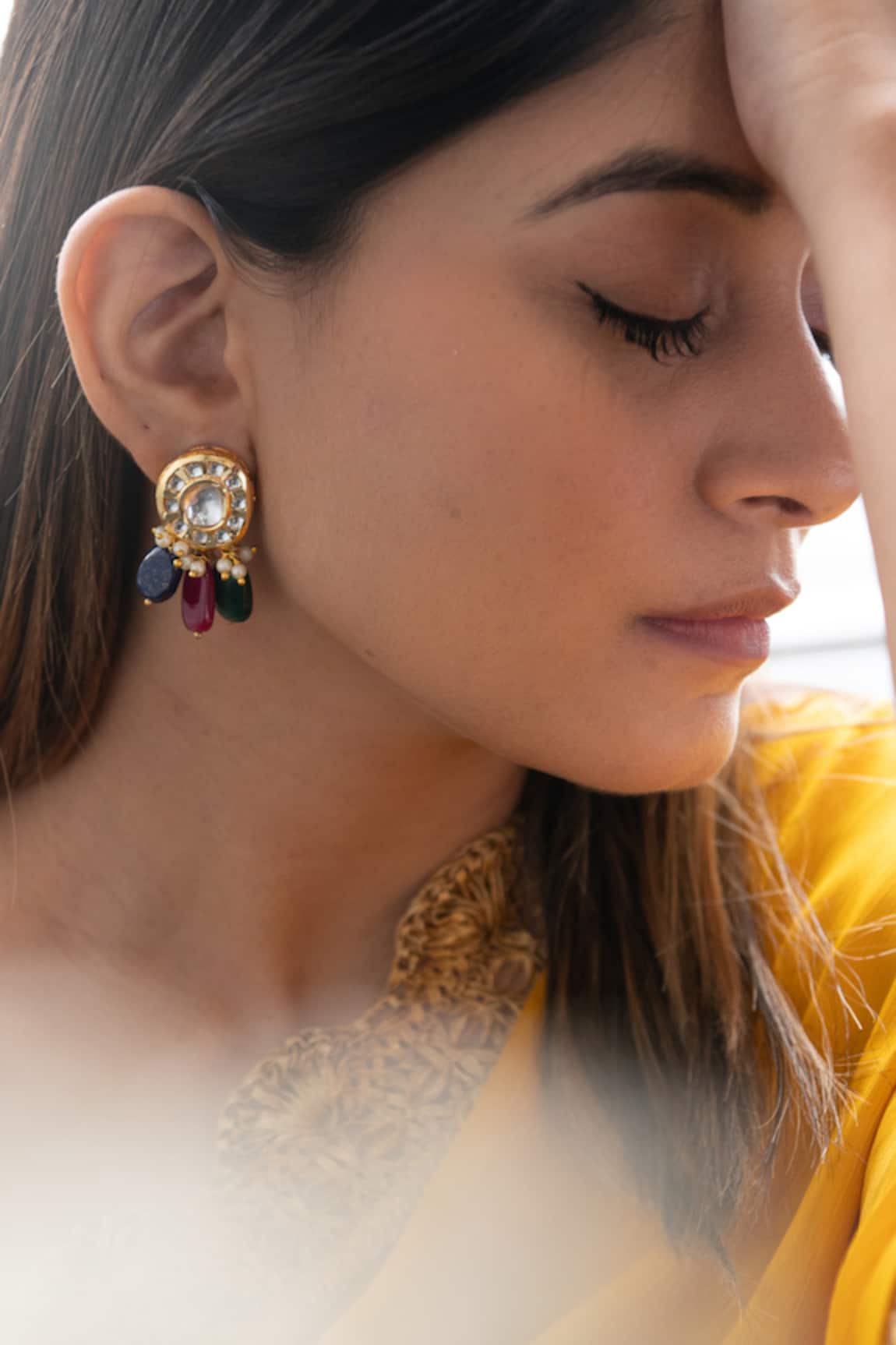 Do Taara Kundan Encrusted Bead Drop Earrings 