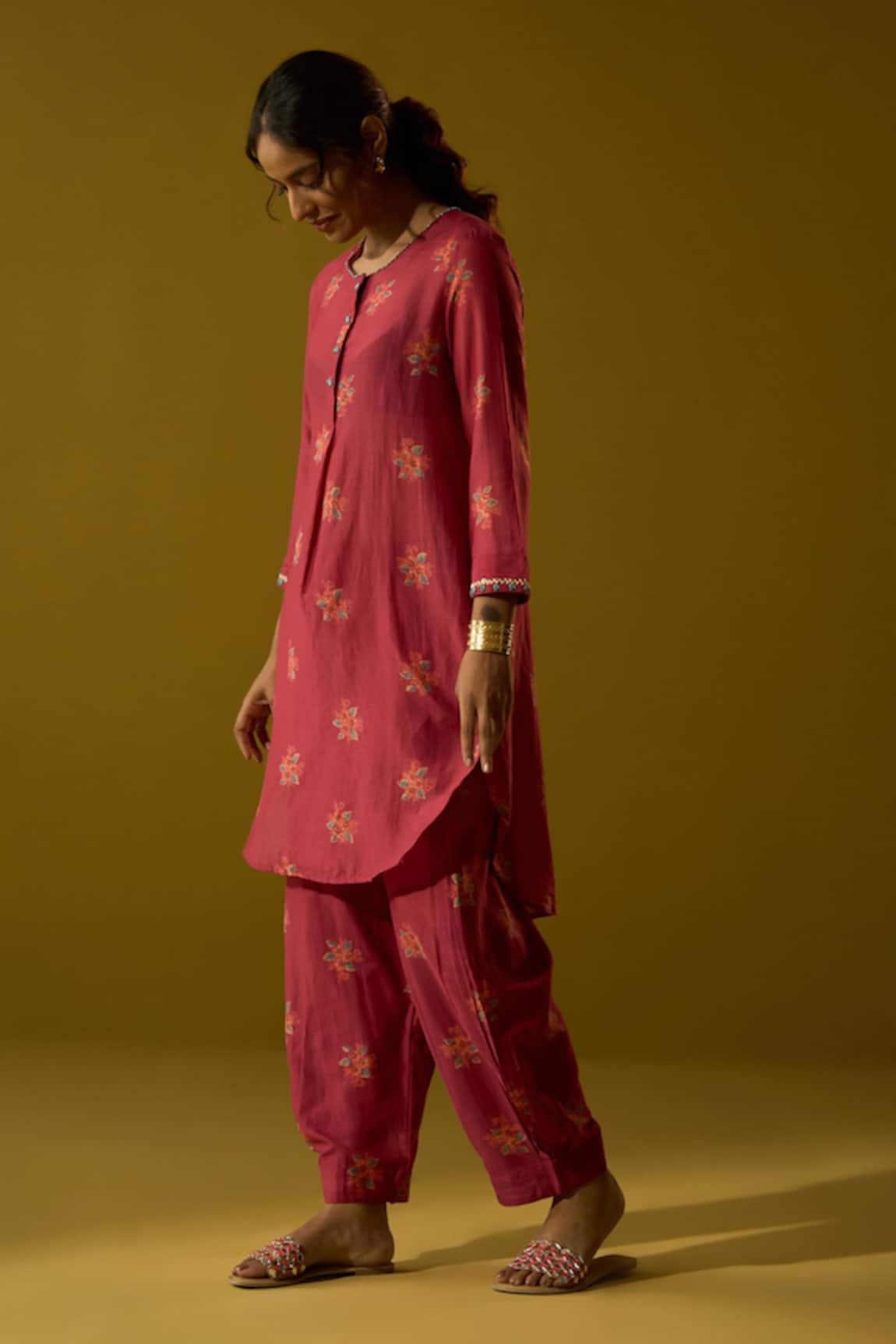 ta’assur Floral Block Print Kurta & Pant Set