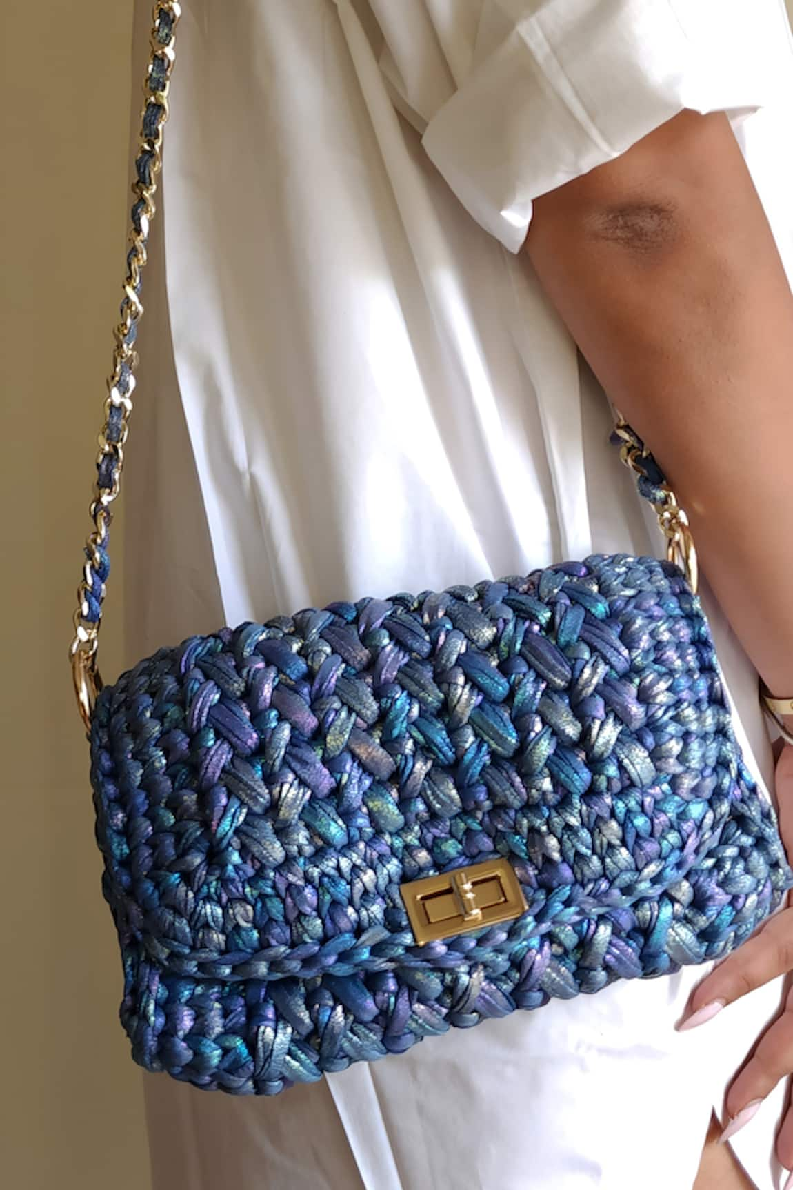 Stushè Fairy Metallic Handwoven Clutch