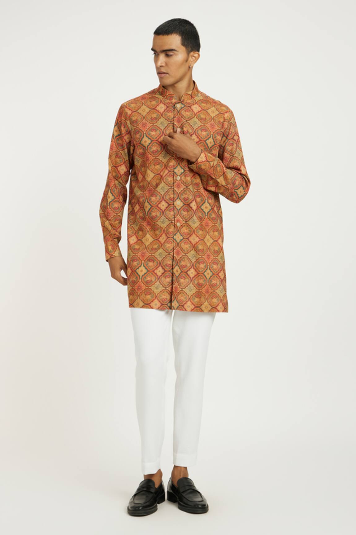 Nautanky Rust Vintage Floral Kurta Set 
