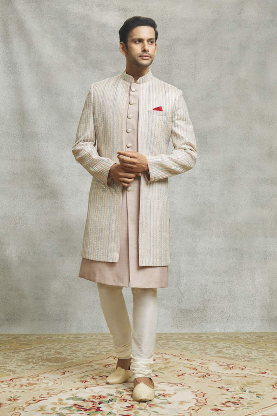 Aariyana Couture Vine Embroidered Layered Sherwani Set