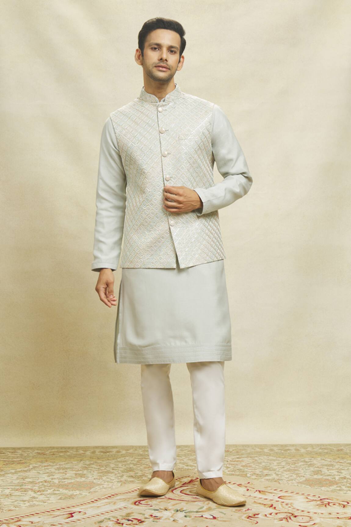 Alaya Advani Checkered Sequin Embroidered Bundi Kurta Set