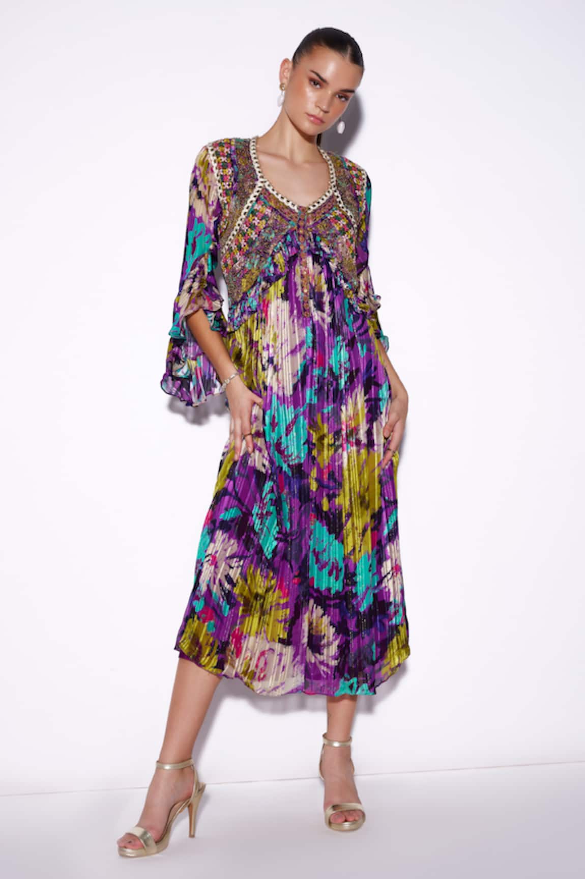 Verb By Pallavi Singhee Abstract Color Splash Print Dress