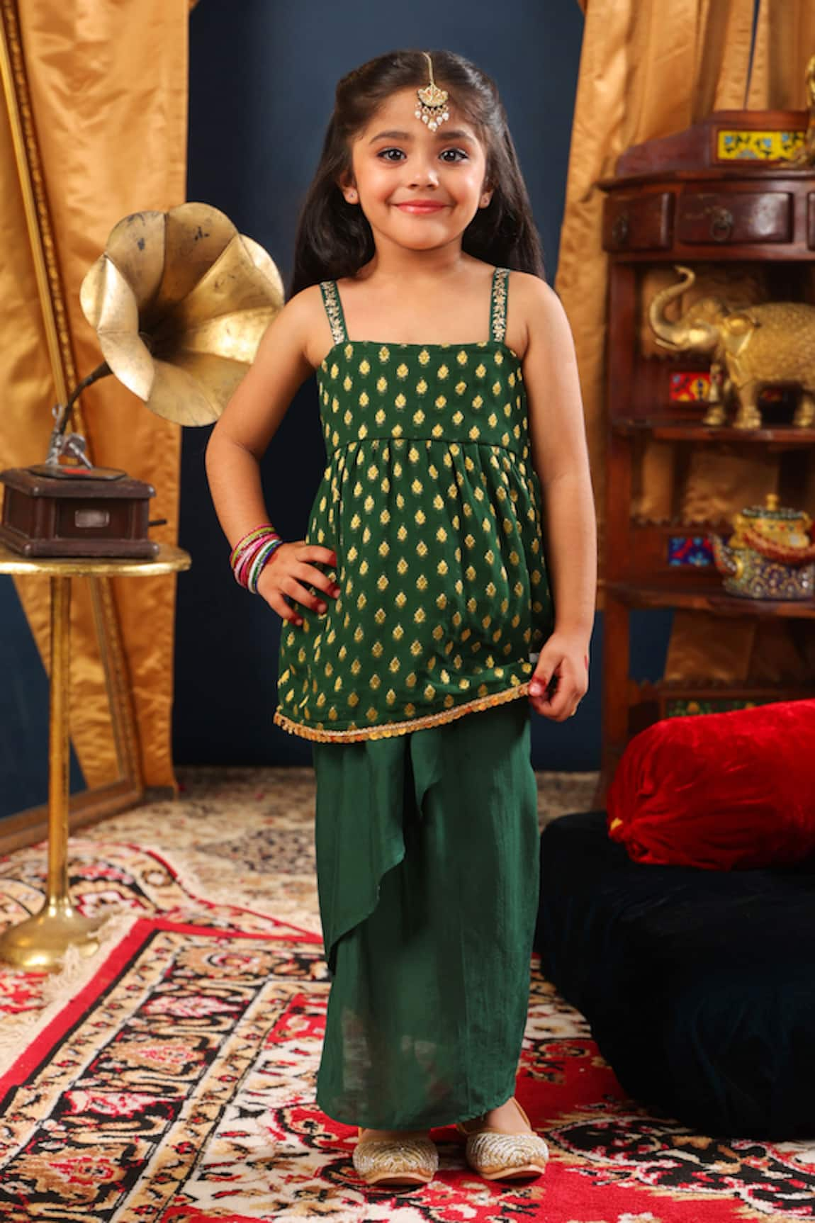 CUTE COUTURE Banarasi Print Top & Dhoti Skirt Set