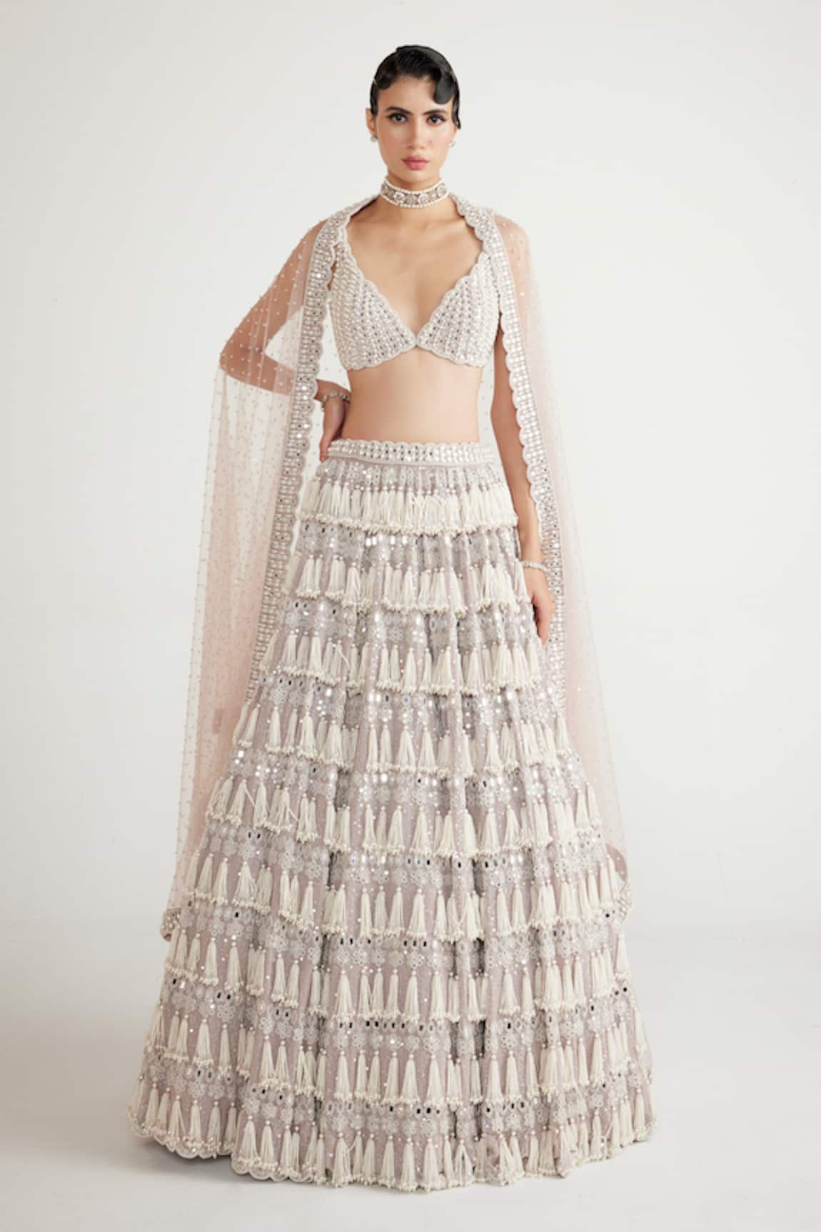 Vvani By Vani Vats Chandelier Pearl Embellished Bridal Lehenga Set