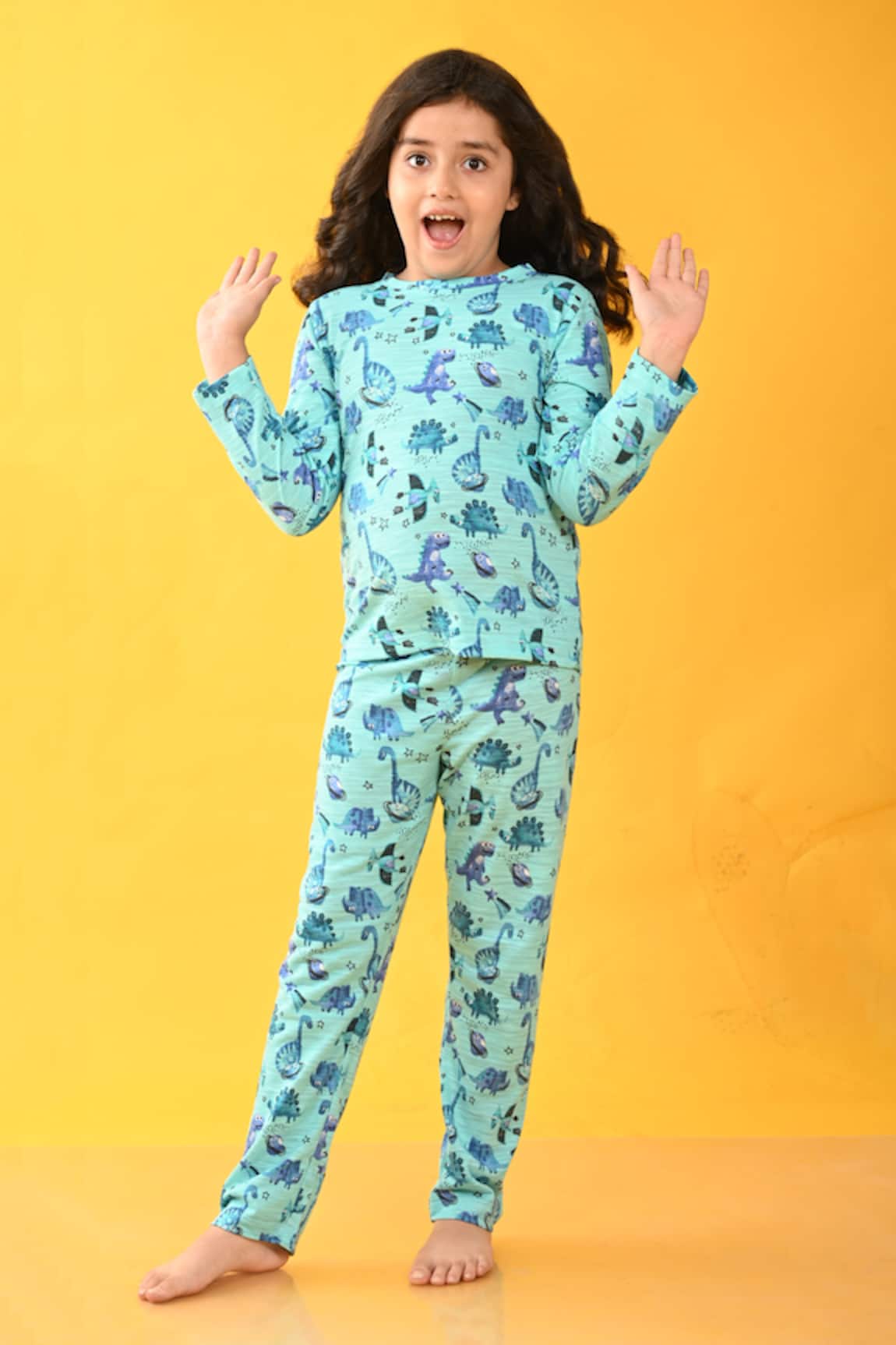 Anthrilo Space Dinosaur Print Top & Pyjama Set