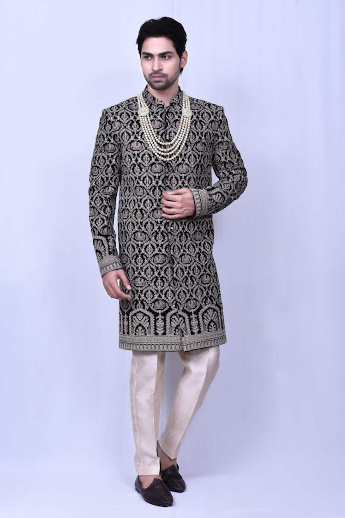 Aryavir Malhotra Elephant Embroidered Sherwani Set