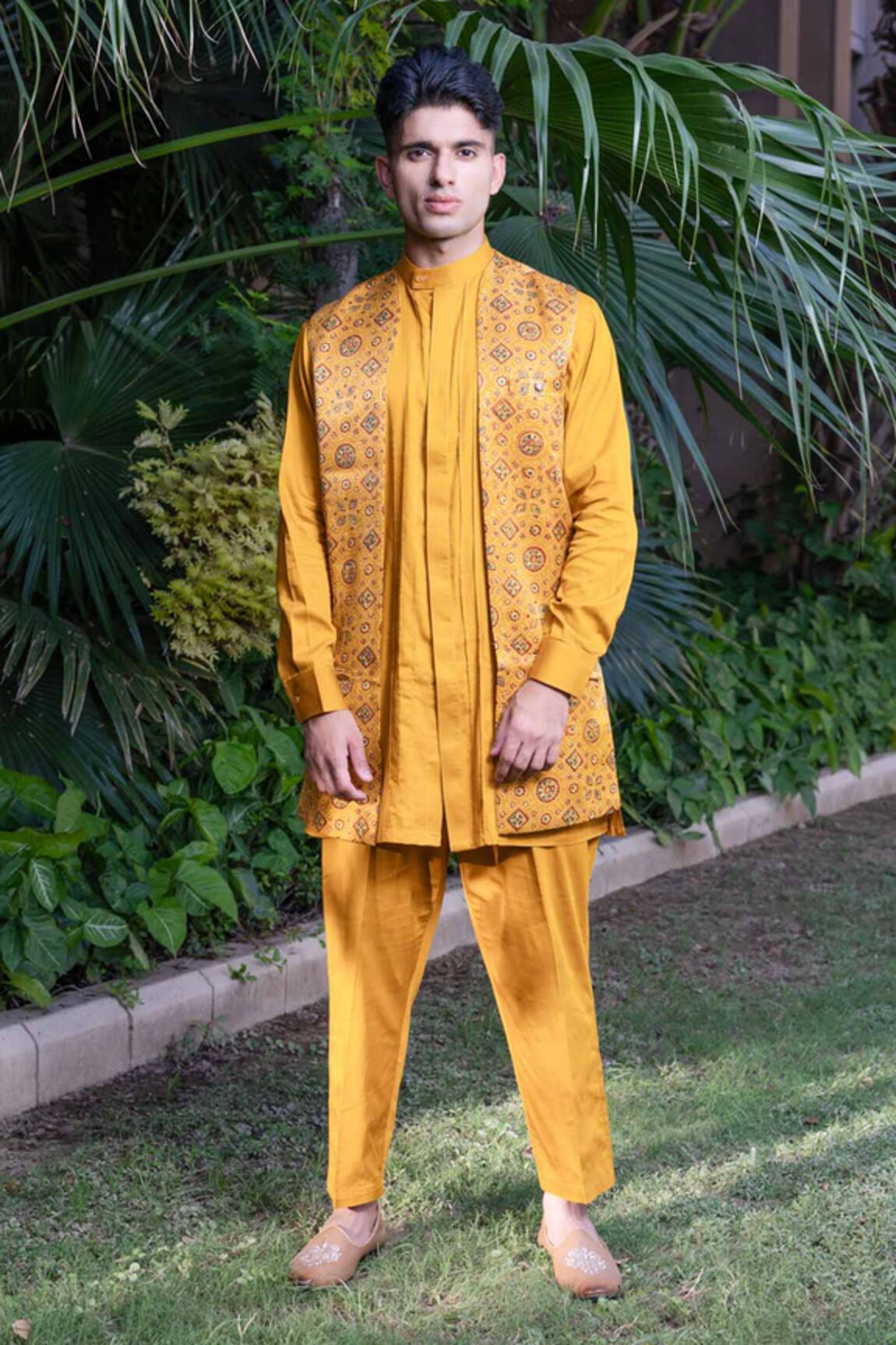 Ekavira Ajrakh Print Bundi Kurta Set