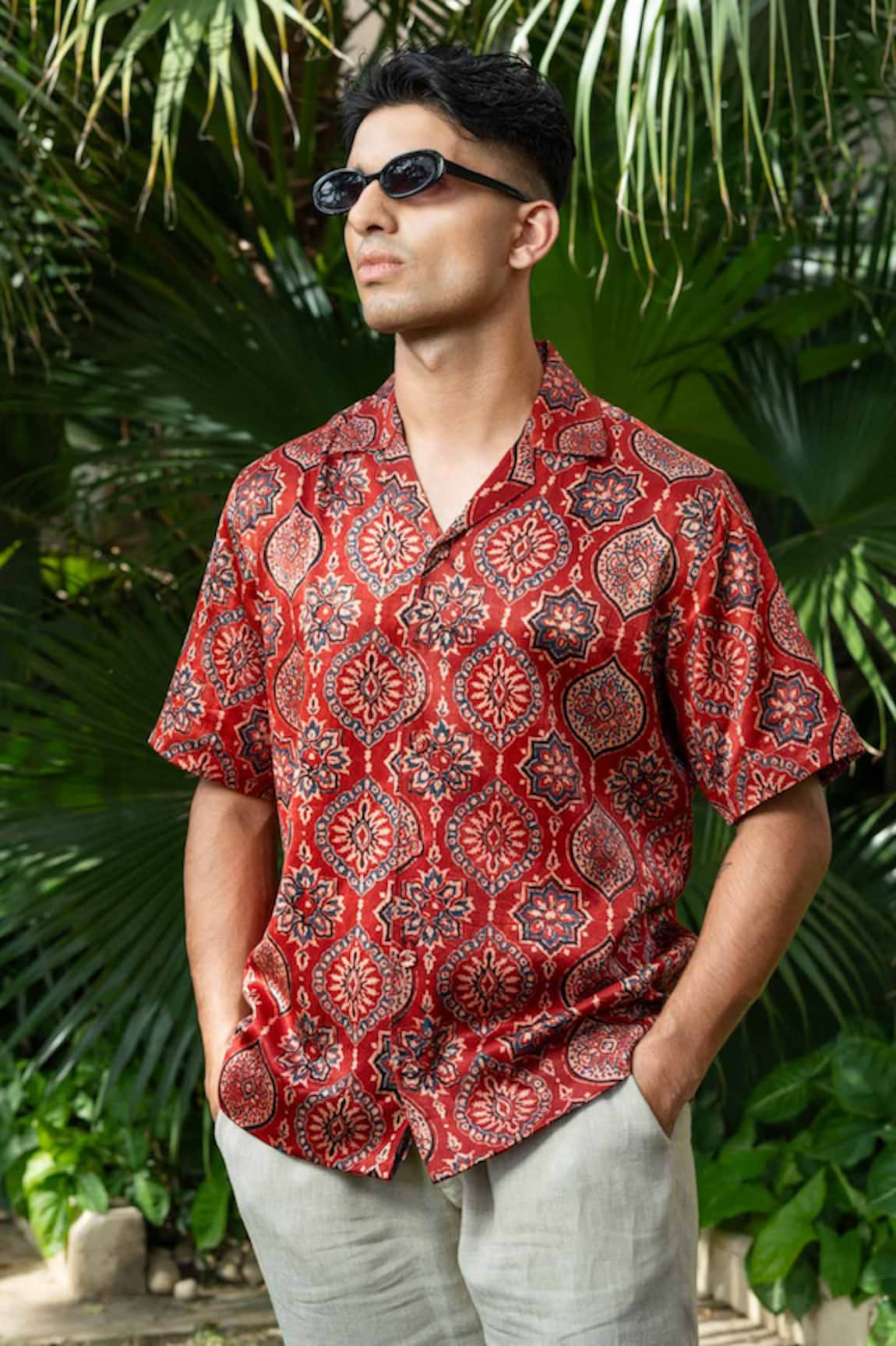 Ekavira Surkh Ajrakh Print Shirt