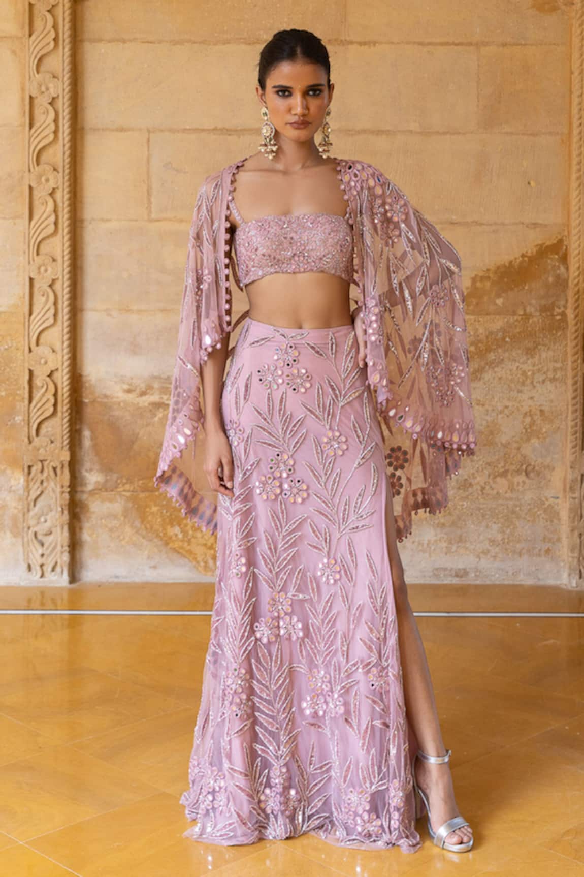 Arpita Mehta Mirror & Sequin Embroidered Skirt Set