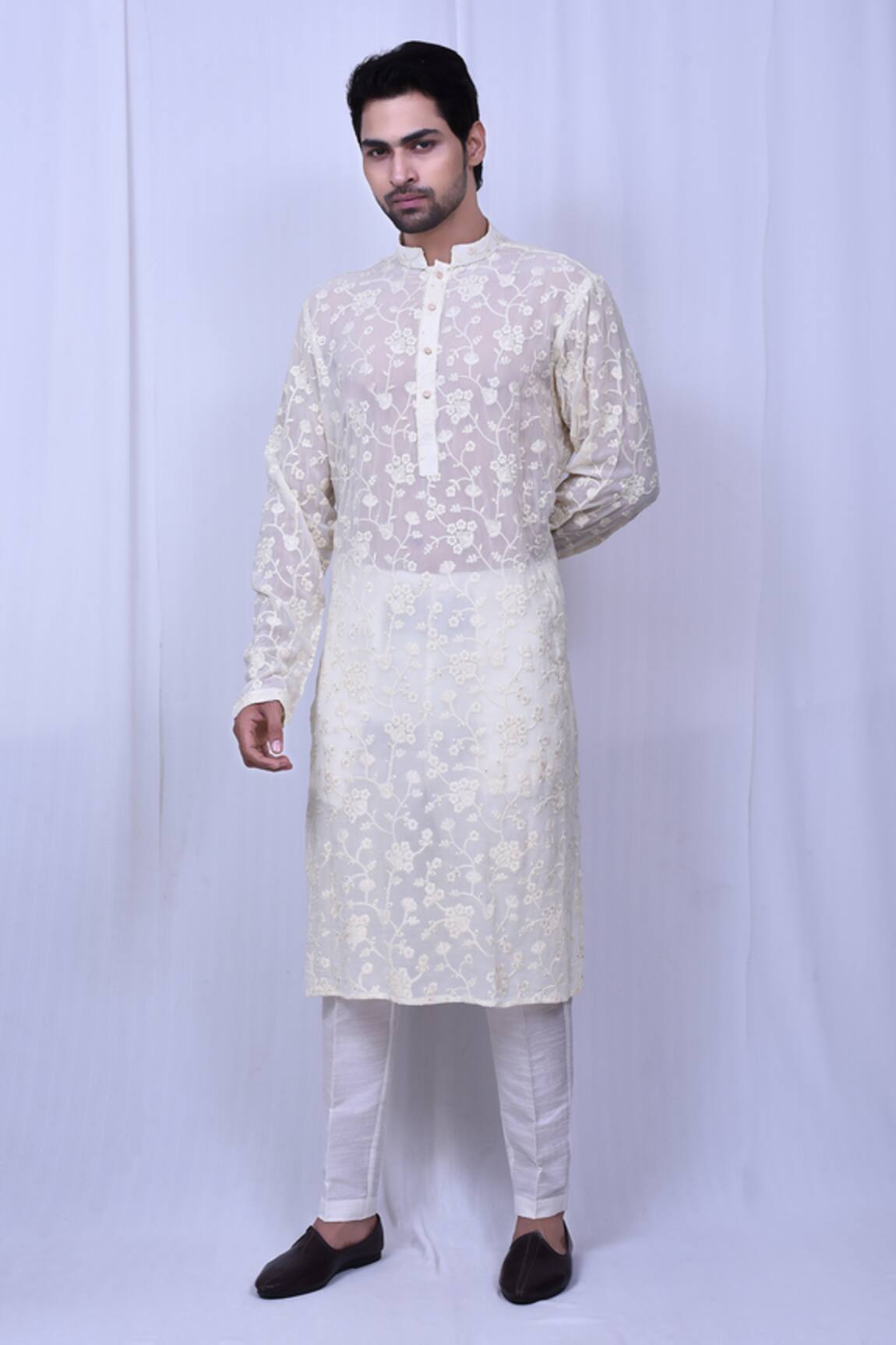 Arihant Rai Sinha Chikankari Floral Embroidered Kurta Set 