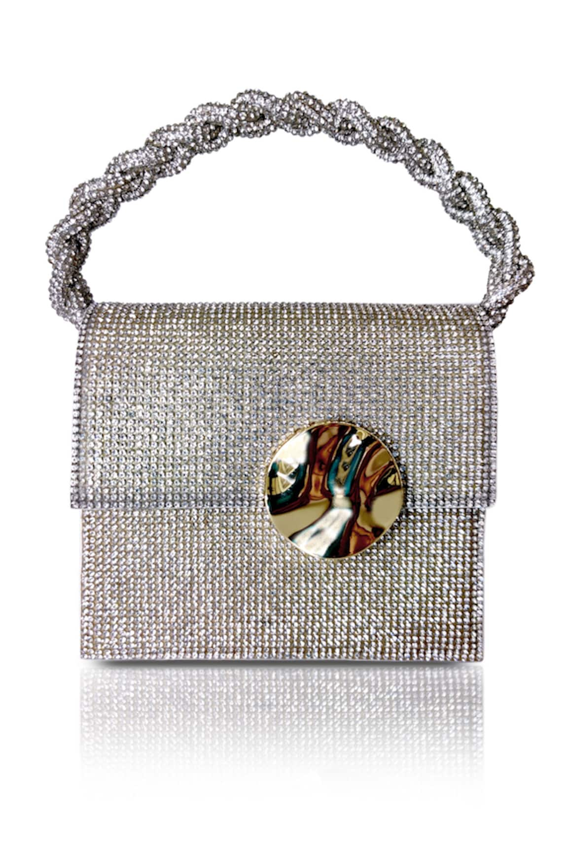 X Feet Above Bijoux Embellished Crystal Mesh Mini Bag