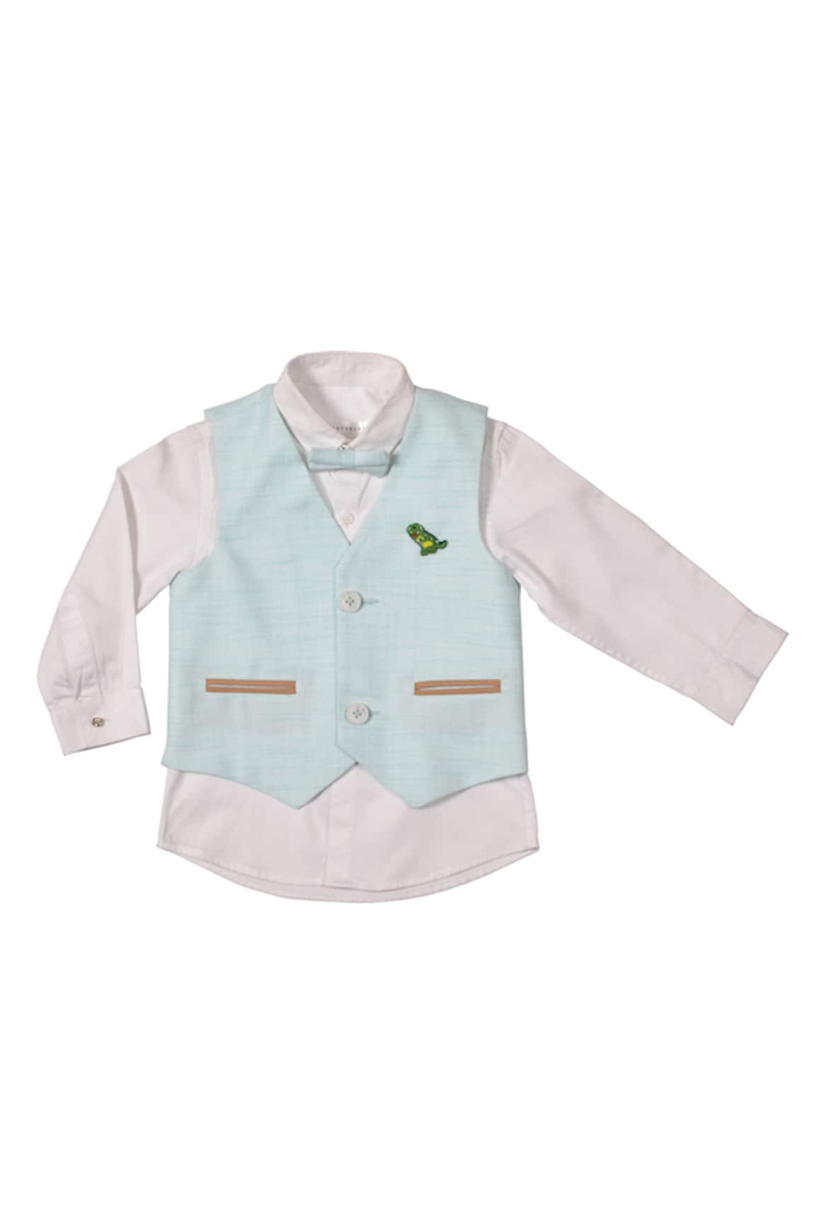 Partykles Linen Placement Embroidered Waistcoat With Shirt