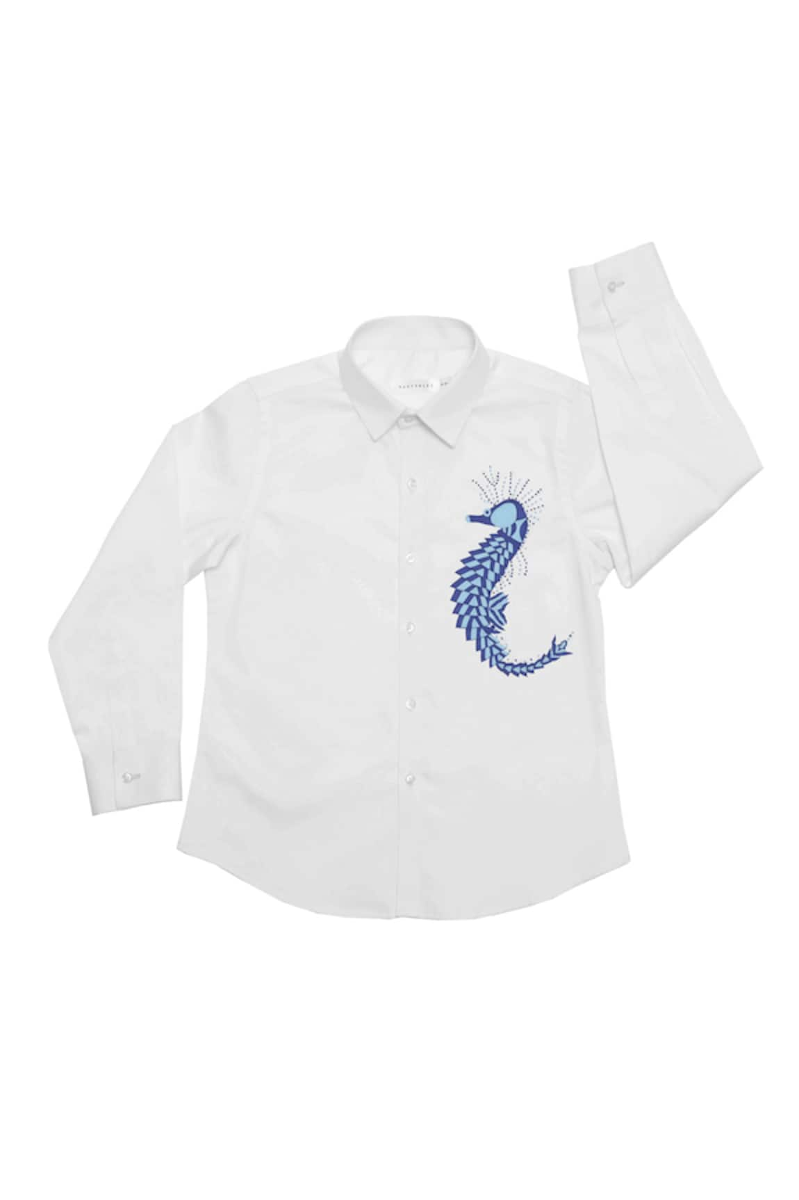 Partykles Placement Seahorse Thread Embroidered Shirt