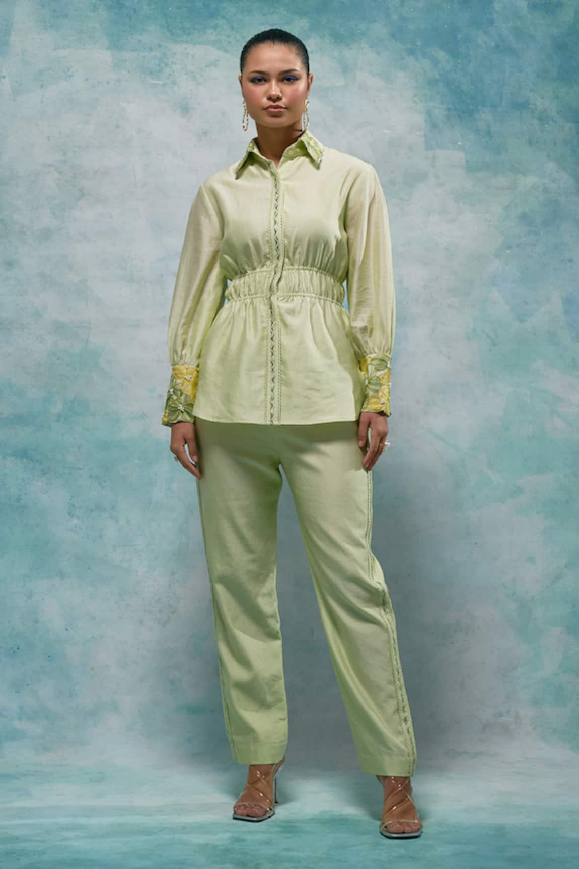 Sakshi Khetterpal Chanderi High-Low Shirt & Pant Set