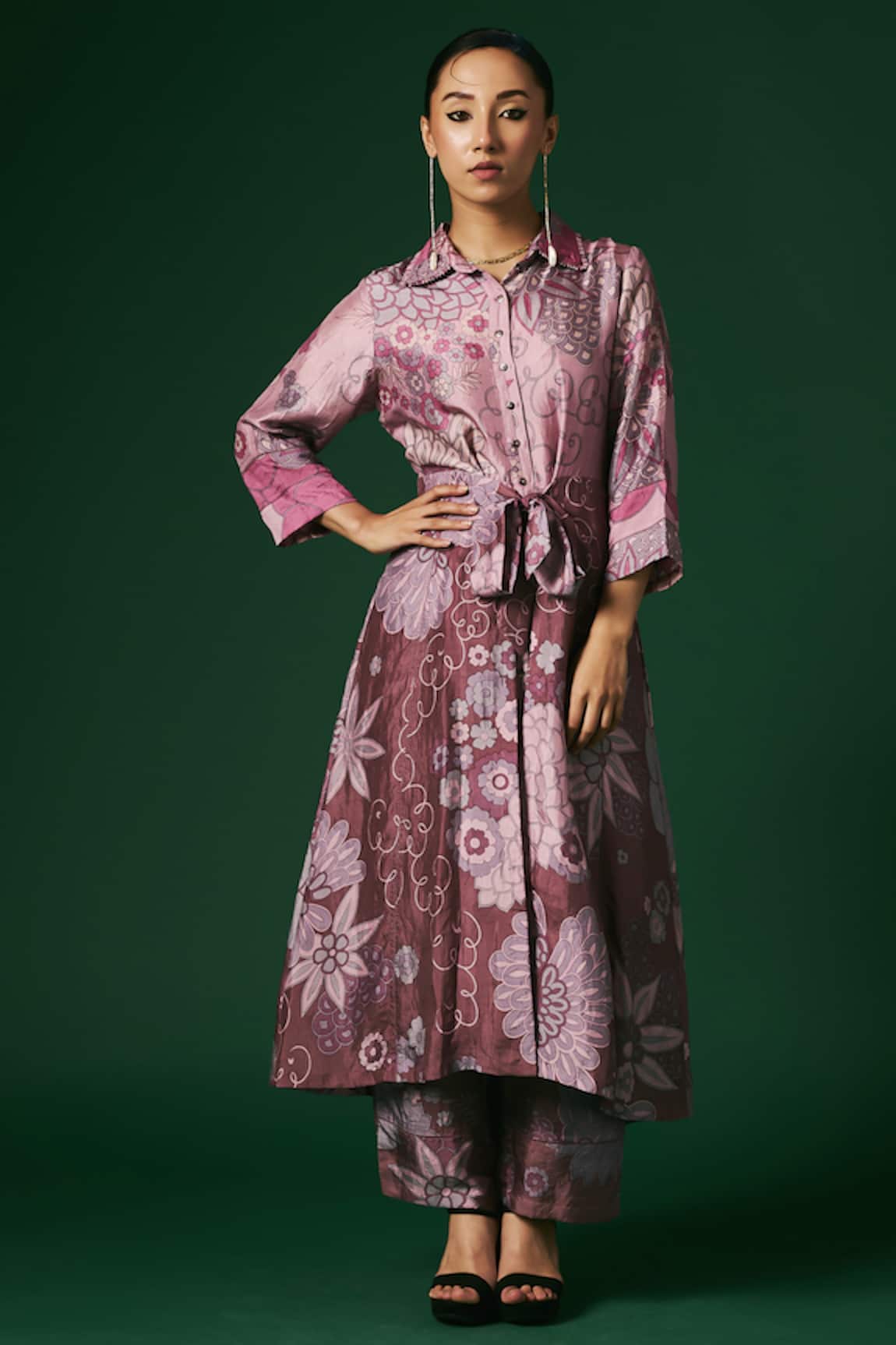 Arte-Alter Lantana Hand Printed Shirt Kurta & Pant Set