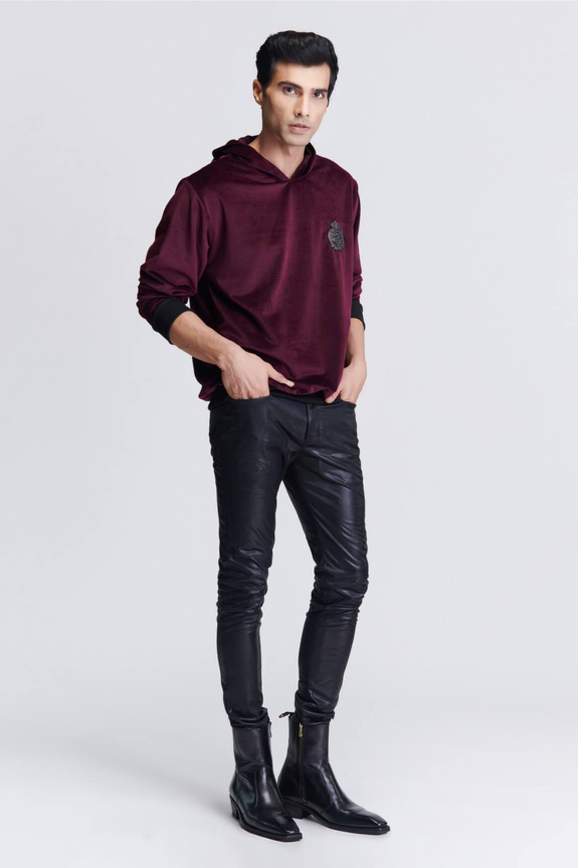 S&N by Shantnu Nikhil Crest Embroidered Hoodie