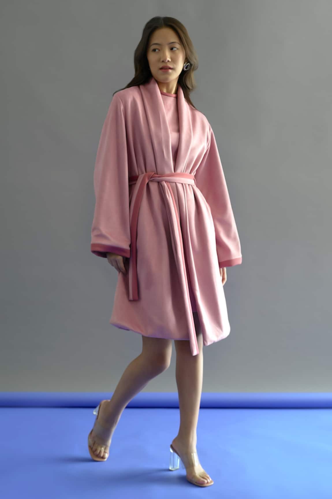Kritika Madan Label Suede Coat With Short Dress