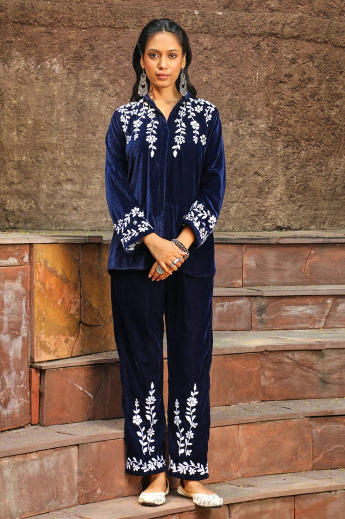 House of Chikankari Chikankari Embroidered Shirt & Pant Set