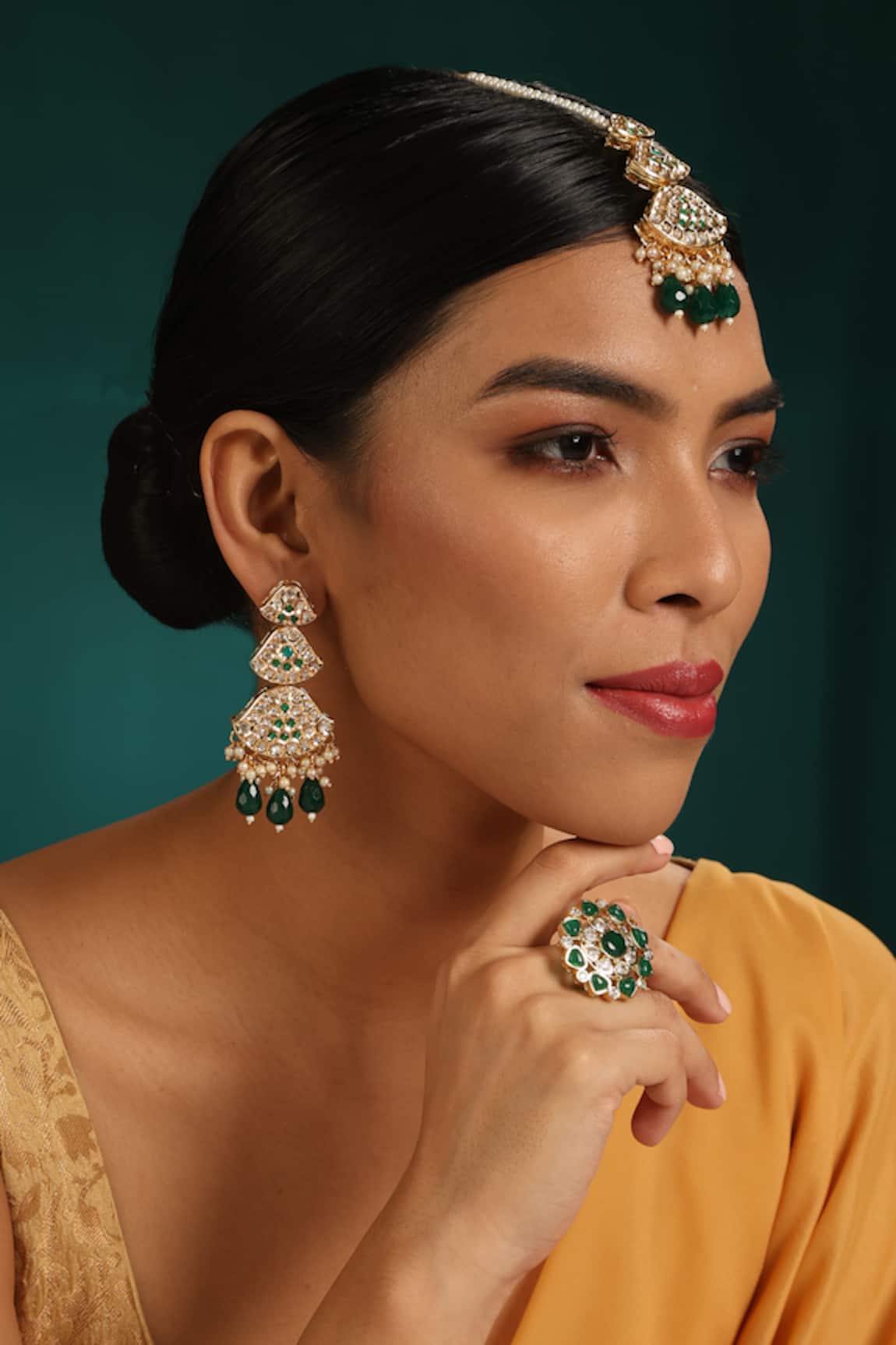 MINAKI Beads Embellished Long Earrings 