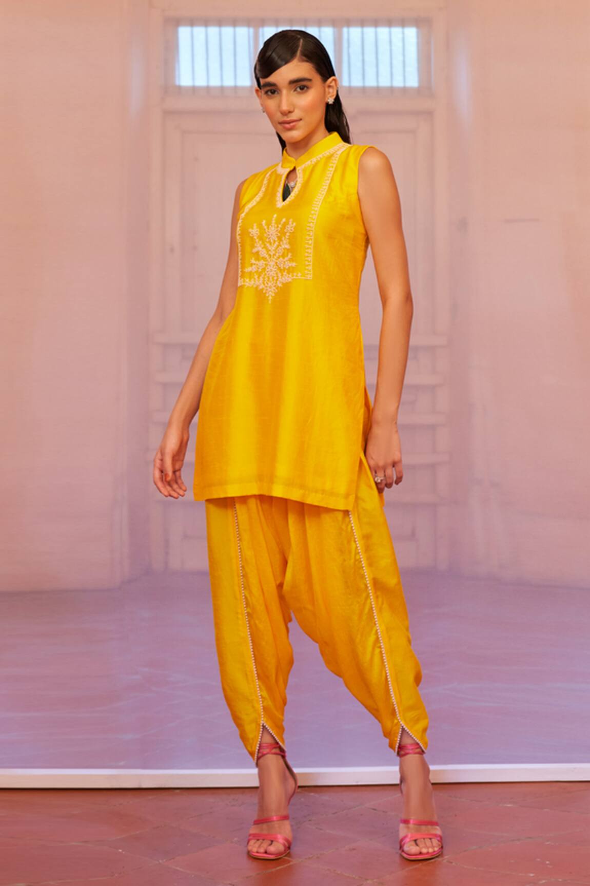Mona and Vishu Embroidered Yoke Kurta & Pant Set 
