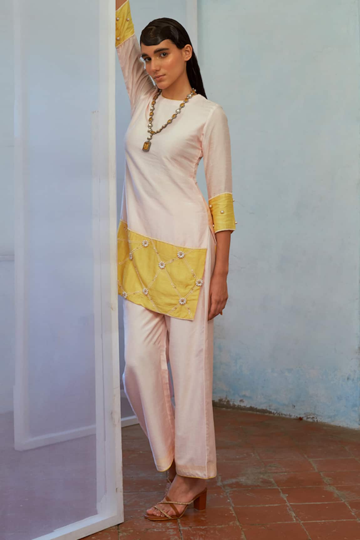 Mona and Vishu Embroidered Panelled Kurta & Pant Set