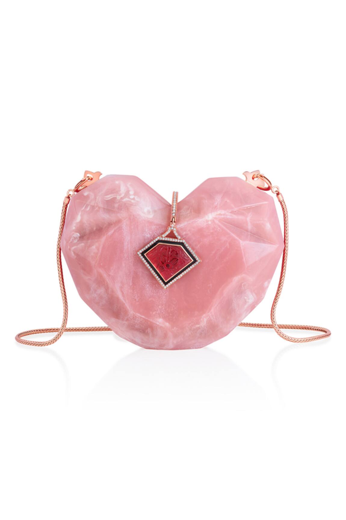 Isharya Minaudiere Enameled Heart Shaped Clutch