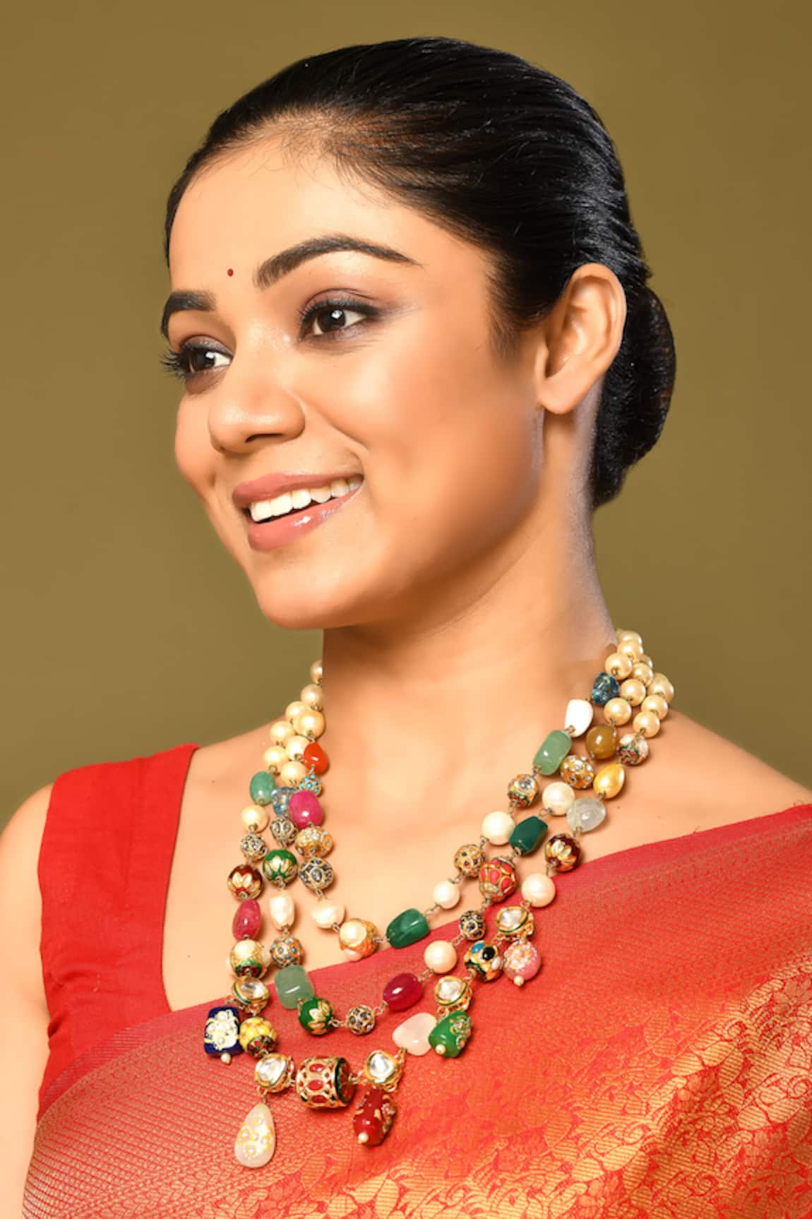 Just Shradha's Stone Studded Triple Layered Necklace