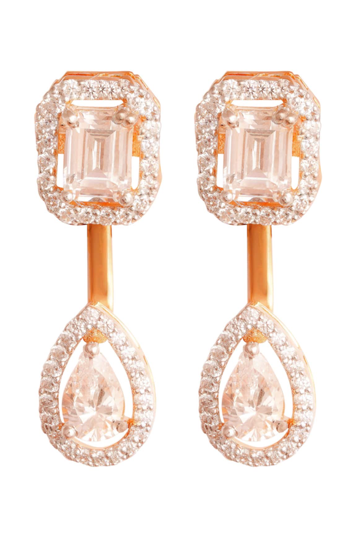 Prata Emerald Halo Solitaire Stone Studs