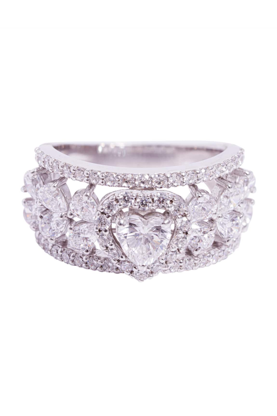 Prata Heart Solitaire Marquise Stone Ring