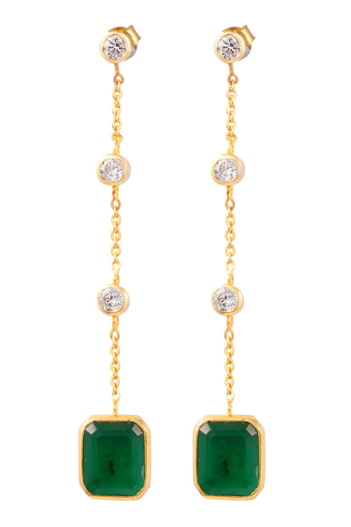 Prata Long Chain Dangler Earrings 