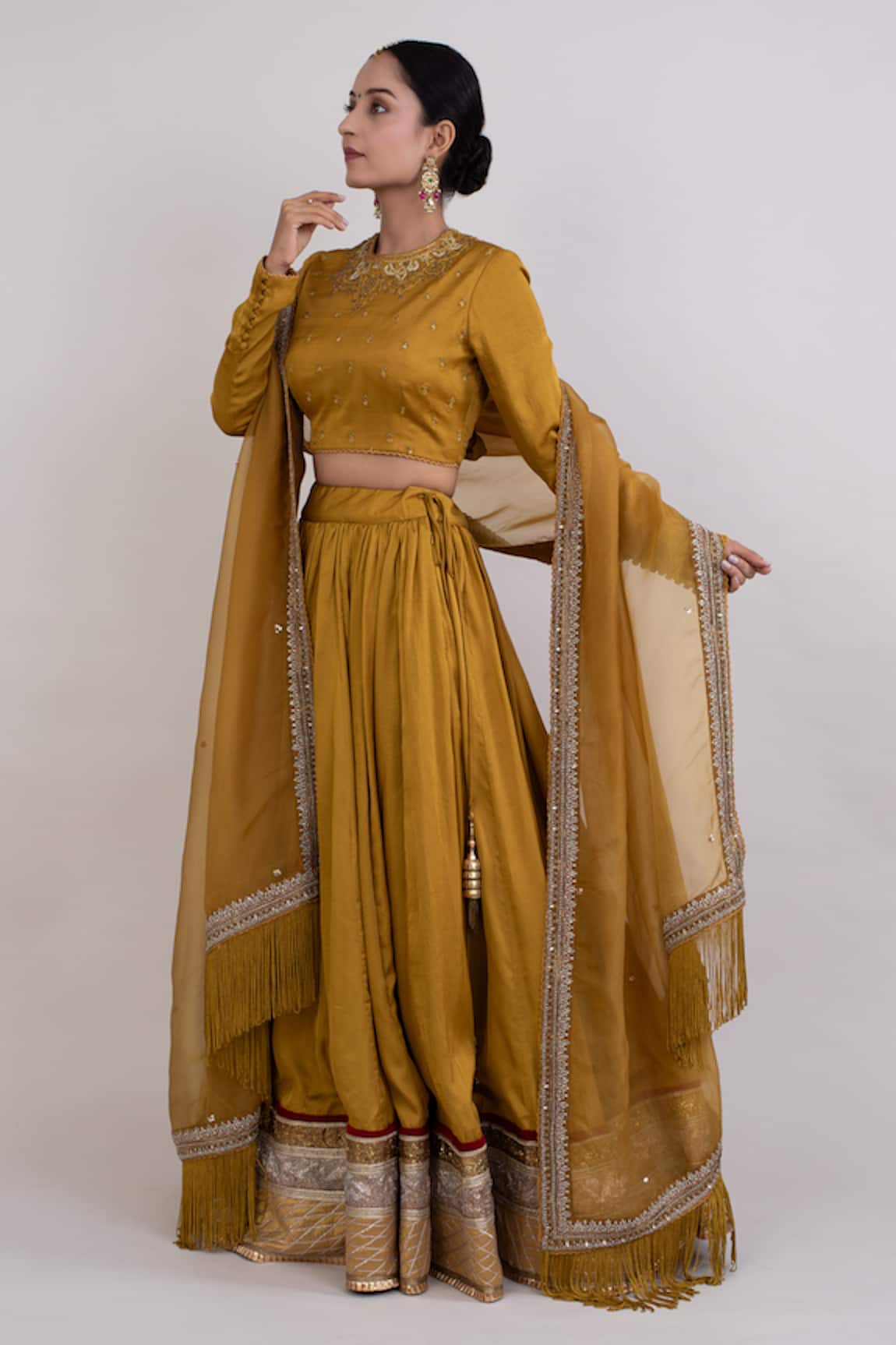 Monika Mathuria Datta Flared Leghenga Embroidered Blouse Set