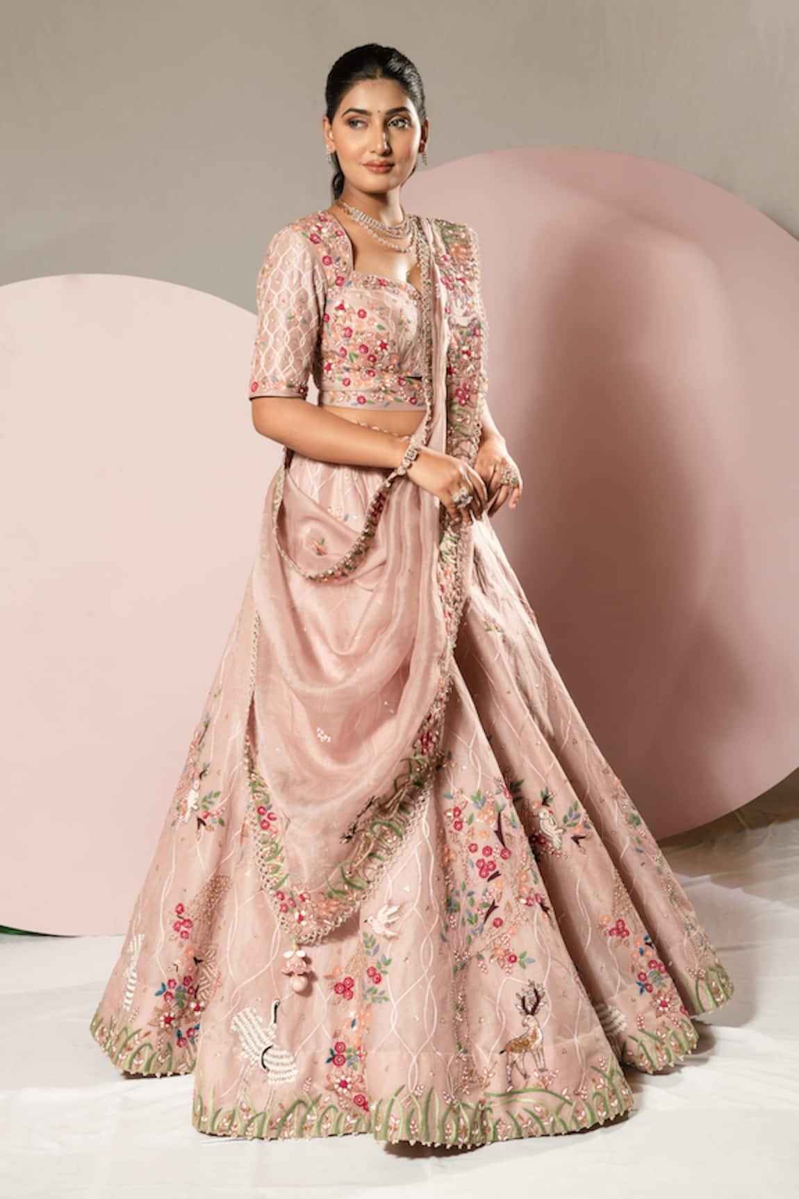 Sonia Bansal Floral Hand Embroidered Bridal Lehenga Set