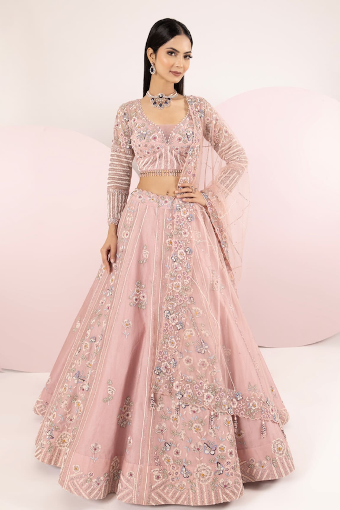 Sonia Bansal Floral Resham Embroidered Lehenga Set