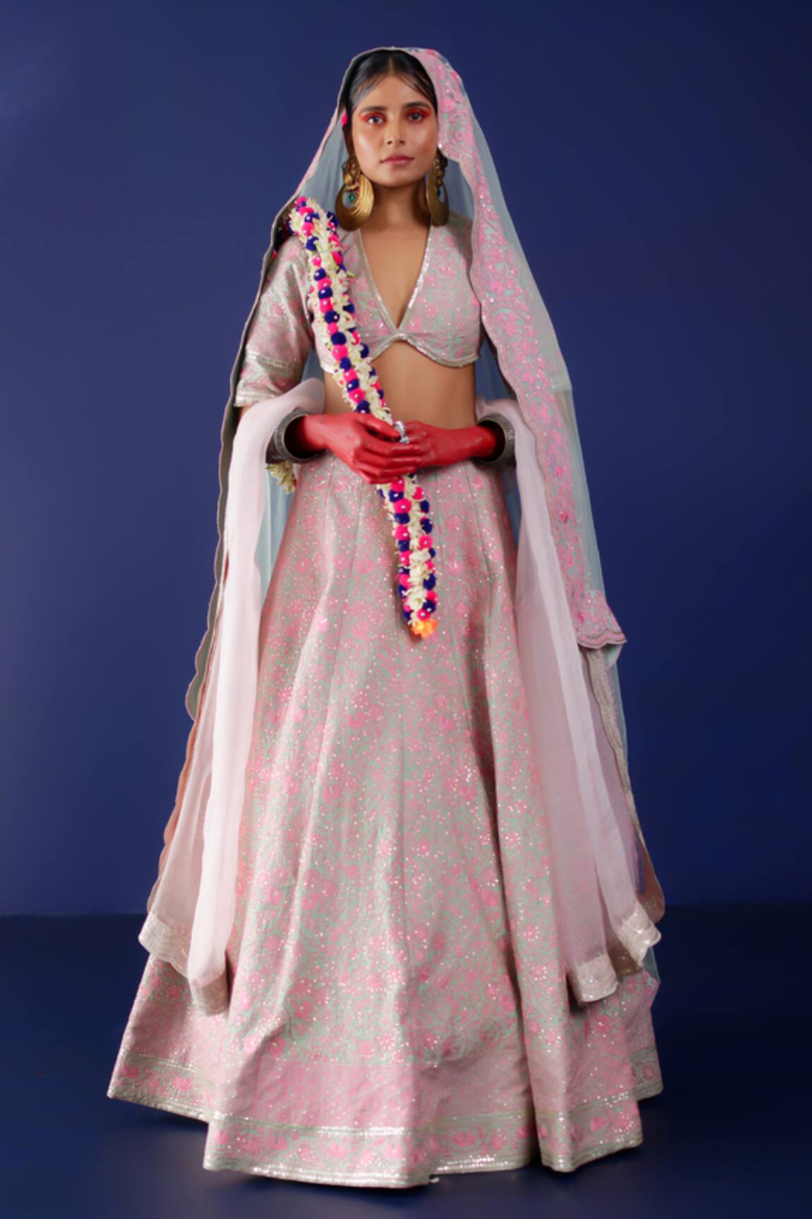 Ridhimaa Gupta Sindoori Resham Embroidered Bridal Lehenga Set