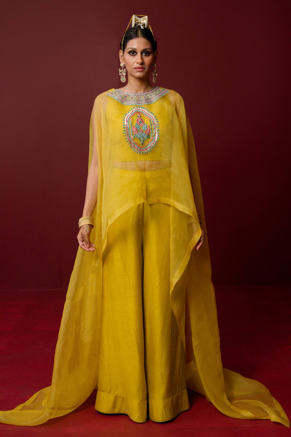 Ridhimaa Gupta Savitri Hand Embroidered Cape Pant Set