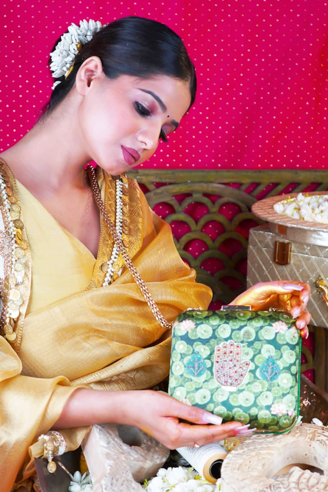 Puneet Gupta Hastkala Sequin Embroidered Box Clutch